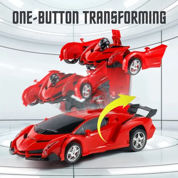 Red transforming toy car robot.