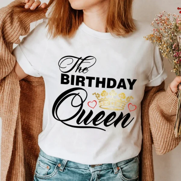 The Birthday Queen/It's My Queen's Birthday Couple Matching Tshirt Love Crown Lovers Shirt Fashion Wife Husband Couple T Shirt - Image 2