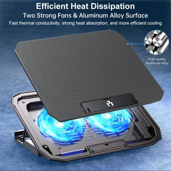 Laptop cooling pad with two fans.