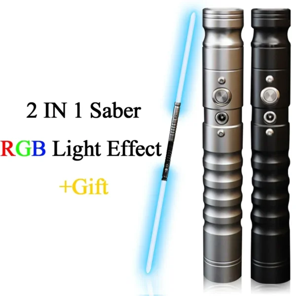 Two lightsaber toys with RGB light effect.