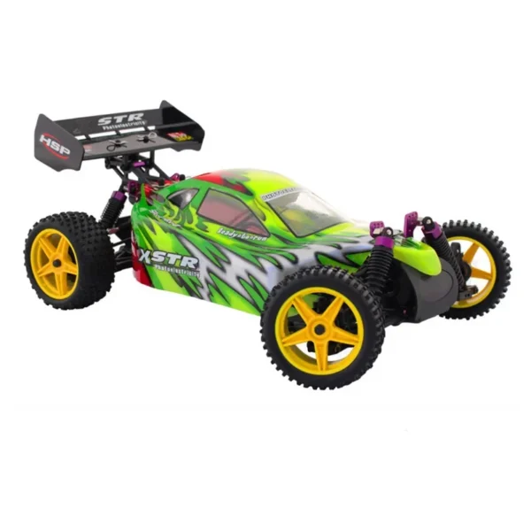 Green and black remote control buggy.