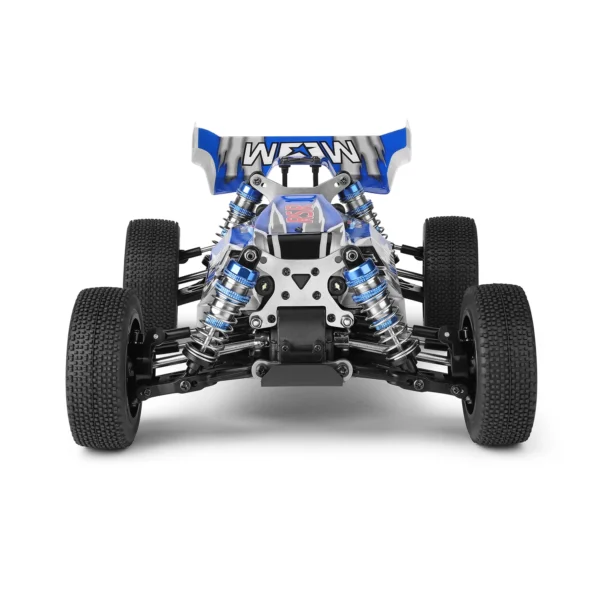 Blue and silver remote control car.