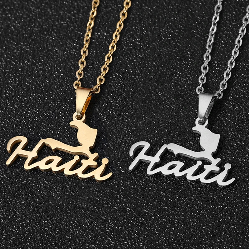 Gold and silver Haiti necklace pendants.