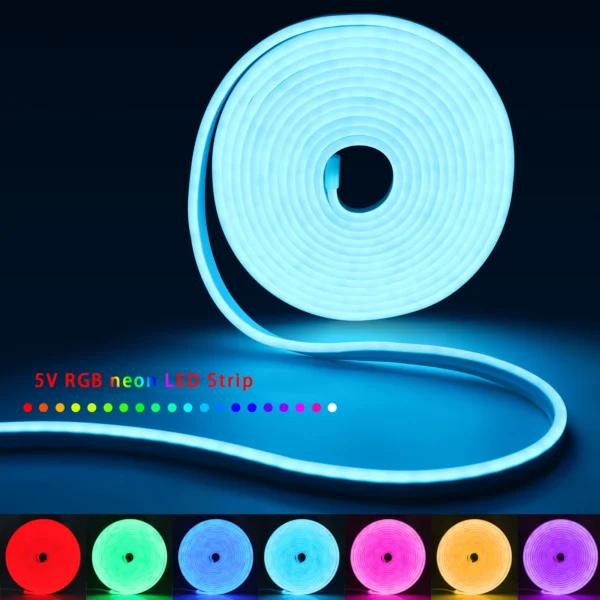 DC5V RGB Neon LED Strip Bluetooth App with 24key Remote Waterproof Neon Strip Light RGB Strip for TV Home Outdoor Decor Lighting - Image 2