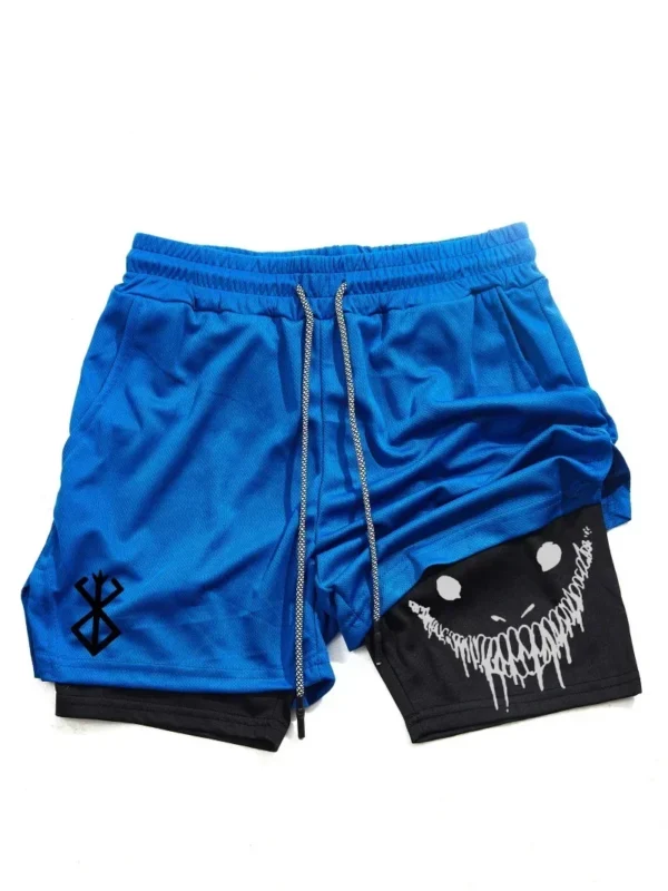 Berserk- Men's 2-in-1 sports shorts, running quick drying shorts, gym and fitness training, double layered - Image 2