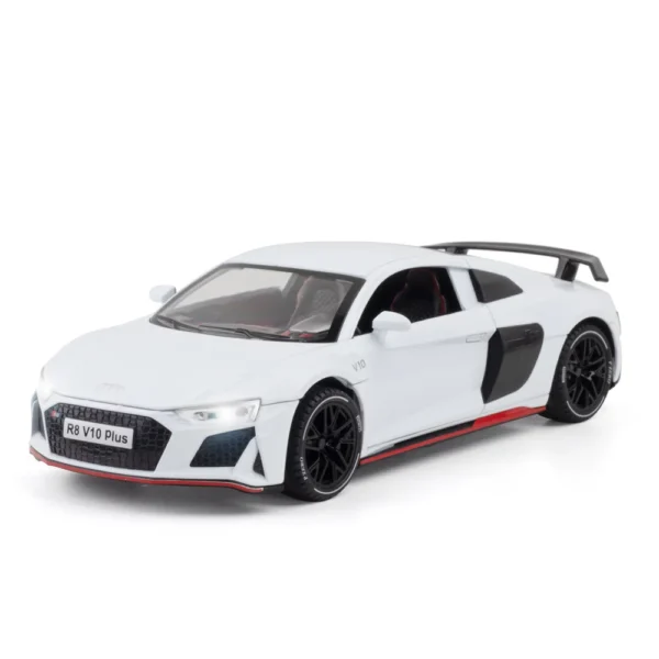 1:24 AUDI R8 V10 Plus Sports Car Alloy Model Metal Toy Car Diecast Simulation Sound & Light Collection Toys For Boys Gifts A405 - Image 5