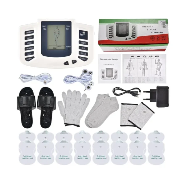 EMS Unit Physiotherapy Massager Set Muscle Relax Stimulator Digital Therapy Machine 16 Patches Slippers Gloves Wristband Socks - Image 2