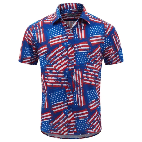 America Flag Graphic Shirts for Men Clothing 3D Printed Hawaiian Beach Shirts Short Sleeve y2k Tops Vintage Clothes Lapel Blouse - Image 2