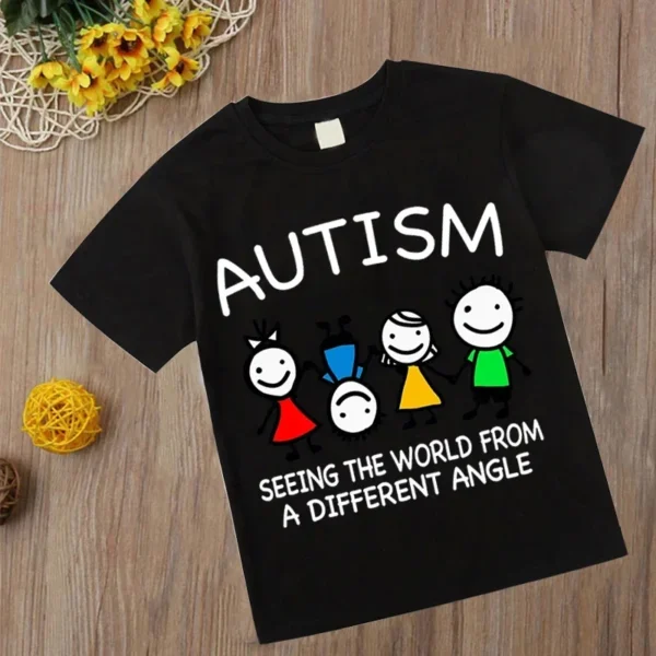 autism Boys T Shirt Short Sleeves Cotton Tops Girls Baby Children Clothing Summer Tshirt Dinosaur Tee Toddler Clothes 2-14 Years - Image 3