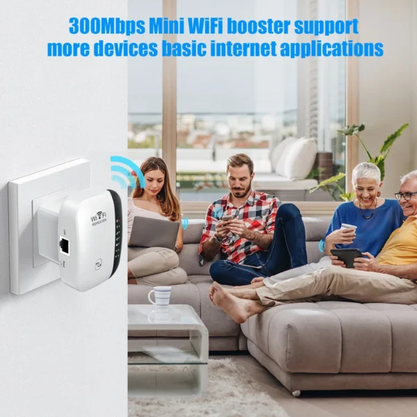 Wireless WiFi Repeater 300Mbps WiFi Extender Amplifier Booster Router 802.11N WPS Long Range 7 Status Light WiFi Repeater for PC - Image 6