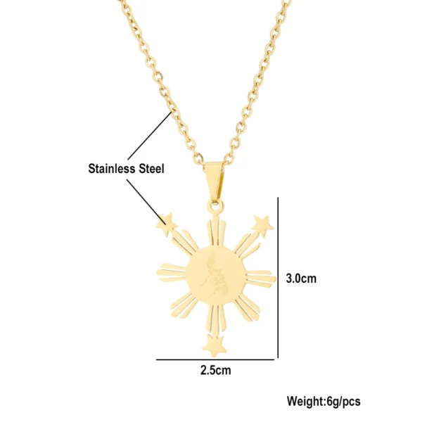 Gold Philippine sun necklace pendant