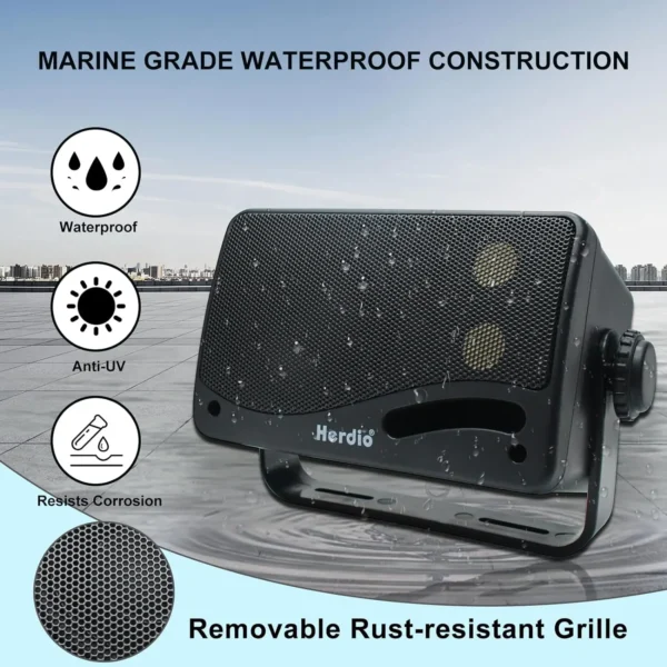 Herdio 3.5'' Passive Outdoor Speakers Wired Waterproof 200W 3 Way Premium Mountable Wall Mount Speakers For Patio Marine Boat - Image 3