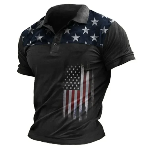 Vintage American Eagle USA Flag Print Polo Shirt For Men Summer Casual Shirts Lapel Short Sleeve Tees Homme Sweatshirt Clothing