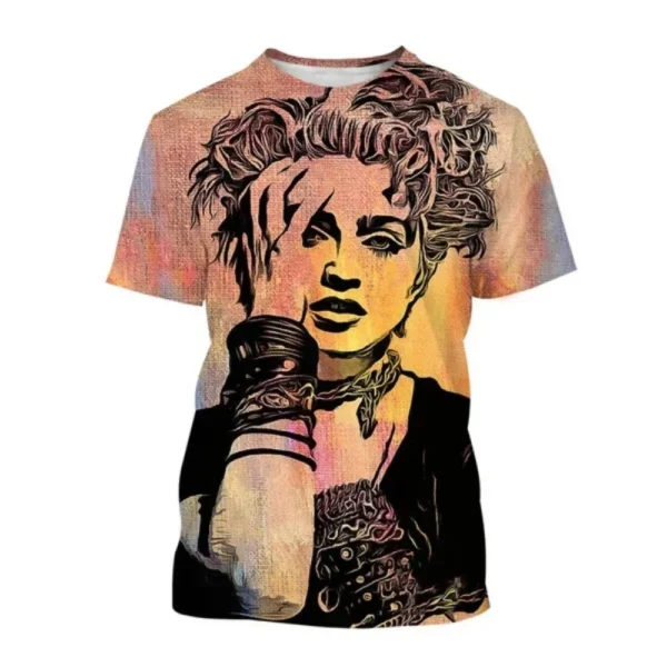 Men's and Women's Fashionable T-shirts, Classical Street Clothing with Lead Singer 3D Printing, Hip-hop Clothing - Image 4