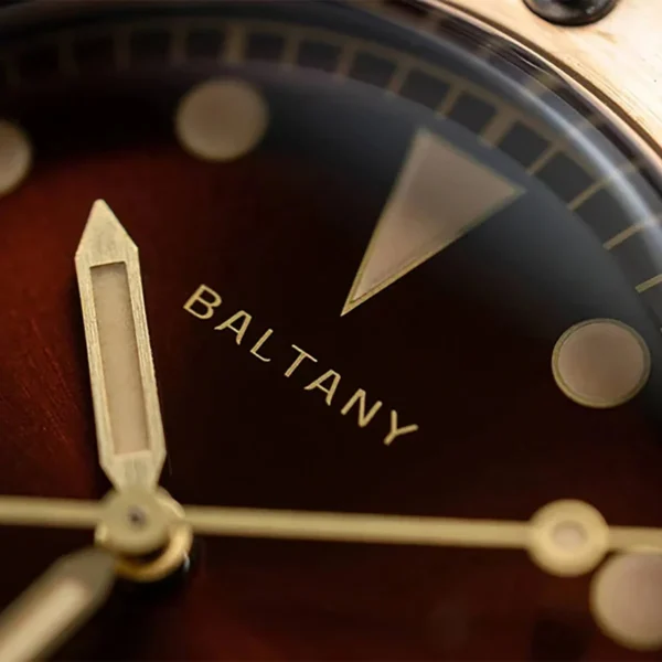 Close-up of a Baltany watch face.