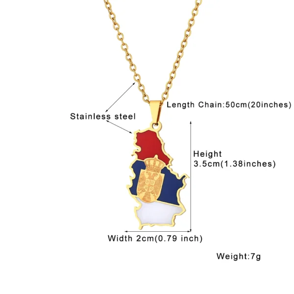 Gold Serbian flag necklace pendant.