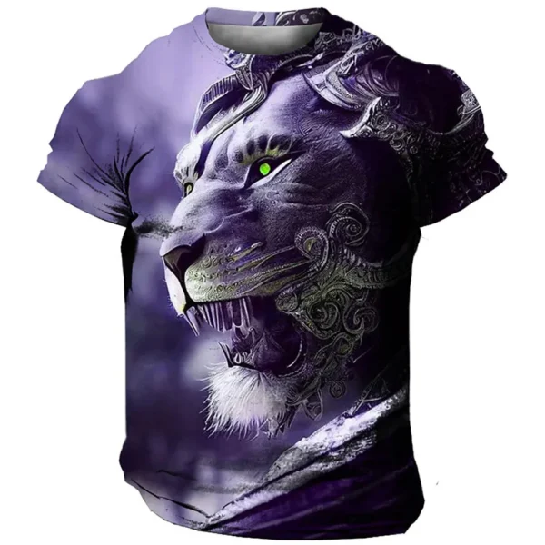 Summer New Men's T-Shirt 3d Lion Print Short Sleeve Tees Tops Fashion Casual Clothing Loose Oversized T-Shirt Quick Dry Pullover - Image 6