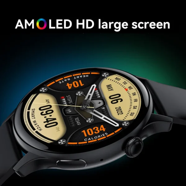 Black smartwatch with colorful display