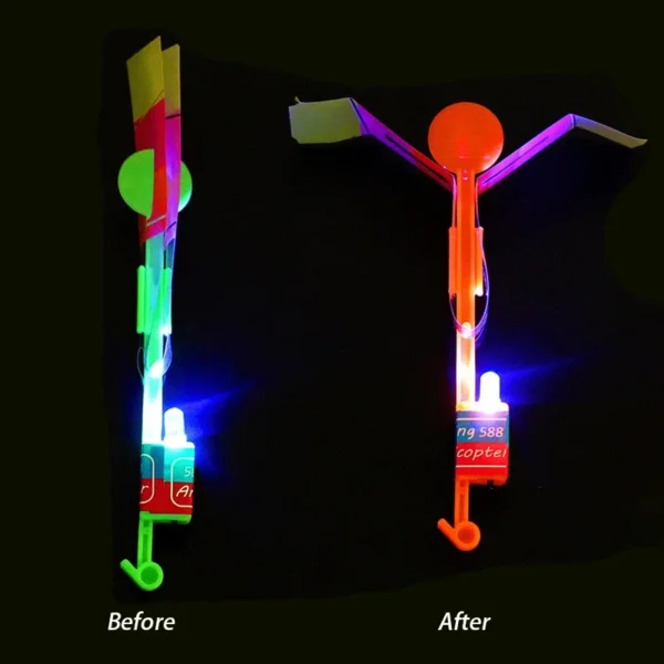 LED flying toy before and after assembly.