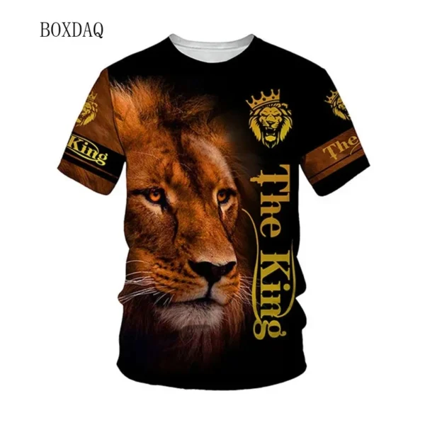 Lion Graphic Men's T-Shirts Oversized Short Sleeve 3d Animal Printed Street Style T Shirt 6XL Plus Size O-Neck Casual Tops Tees - Image 5