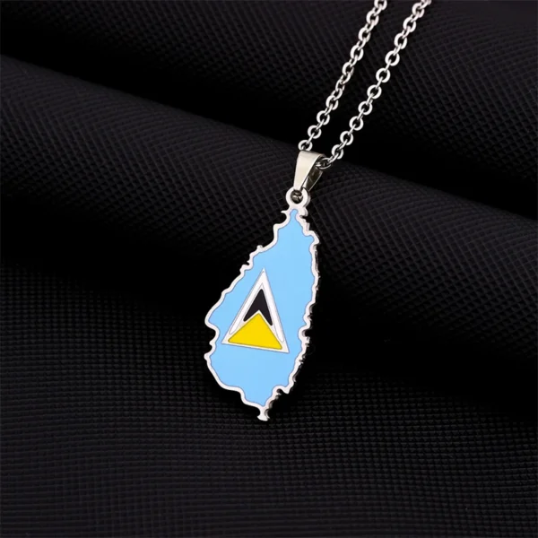 St. Lucia flag pendant necklace.