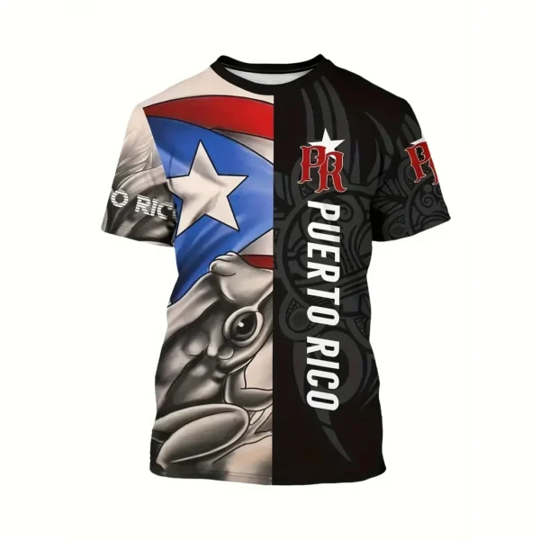 Puerto Rico Men's T Shirt Short Sleeve Tee Flag Pattern Printed T-Shirt Oversized Men Clothing Tops Crew Neck Outdoor Streetwear - Image 4