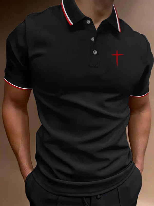 Jesus Letter Print Polo Men's Short Sleeve Golf Polo Shirt For Summer Business Casual Short Sleeve Button Polo Tshirt Streetwear - Image 4