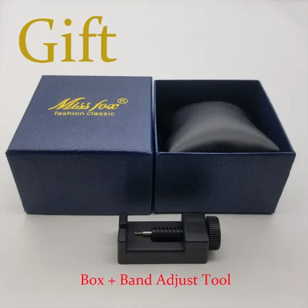 Watch box with band adjust tool.