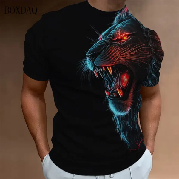 Street Trend Lion Pattern Men T-Shirts Short Sleeve O-Neck 3D Animal Print Male Outdoor T Shirt 6XL Plus Size Summer Casual Tops - Image 3