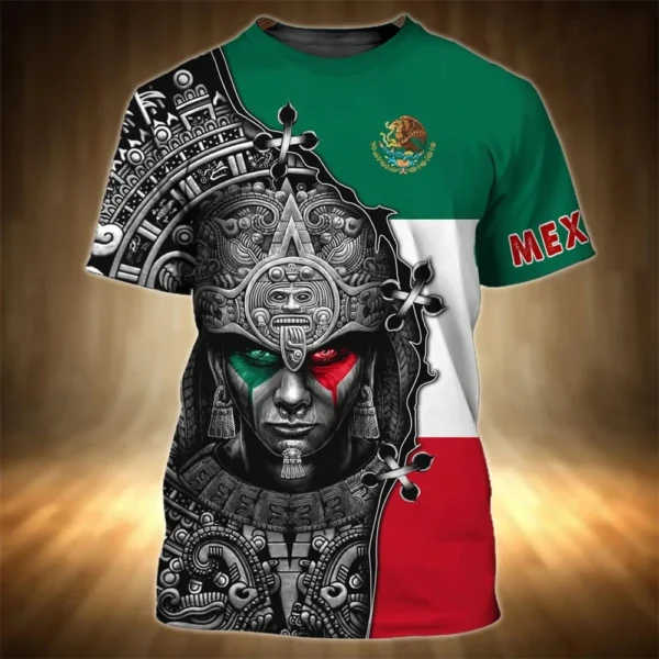 Mexico Flag Print T-shirt Men Eagles Pattern Jersey Casual Short Sleeve Tees Oversized Men's Clothing Summer O-Neck Sweatshirt - Image 3