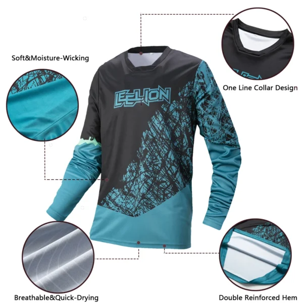 Motorcycle Off-road T-shirt,Cycling Jersey, Quick Dry Breathable Moisture Wicking Long Sleeve MTB Shirt For Biking Riding Sport - Image 3