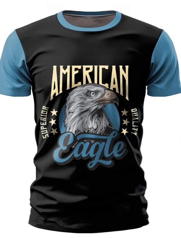 American Eagle Flag Men's 3D Print T shirt Tee Street T shirt Short Sleeve Crew Neck Shirt Independence Day Statue Of Liberty - Image 4