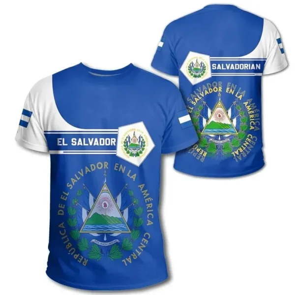 El Salvador T-shirt for men and women 3d printed oversized O-collar men's clothing - Image 2