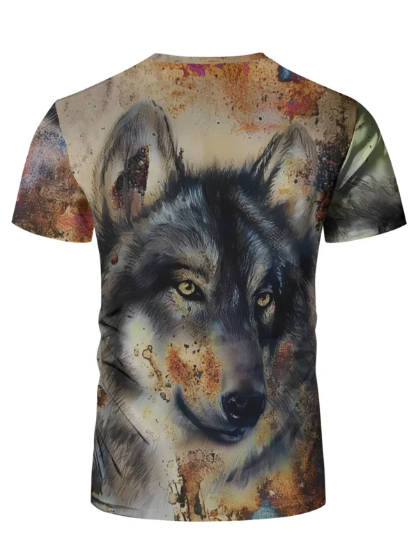 2024 Wolf T Shirt For Mens Animal Print Short Sleeve Top 3D Casual Street Man's T-shirt Oversized Tee Shirt Men Vintage Clothing - Image 6