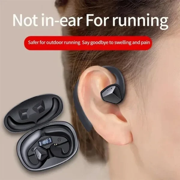 New Bone Conduction Bluetooth Earphones Sport Waterproof Earbuds Led Display HiFi Stereo Headsets For Xiaomi Samsung 2024