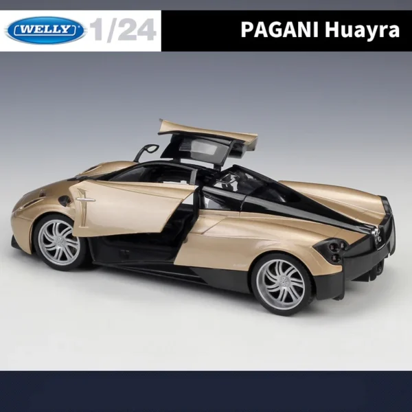 Gold Pagani Huayra 1/24 scale model car.