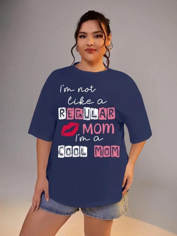 Plus Size Women Clothing I'm Not Like A Regular Mom Letter Print Short Sleeve T-shirt Large Sizes for Fat Women Summer - Image 2