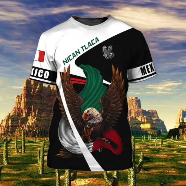 Mexico Flag Print T-shirt Men Eagles Pattern Jersey Casual Short Sleeve Tees Oversized Men's Clothing Summer O-Neck Sweatshirt - Image 5