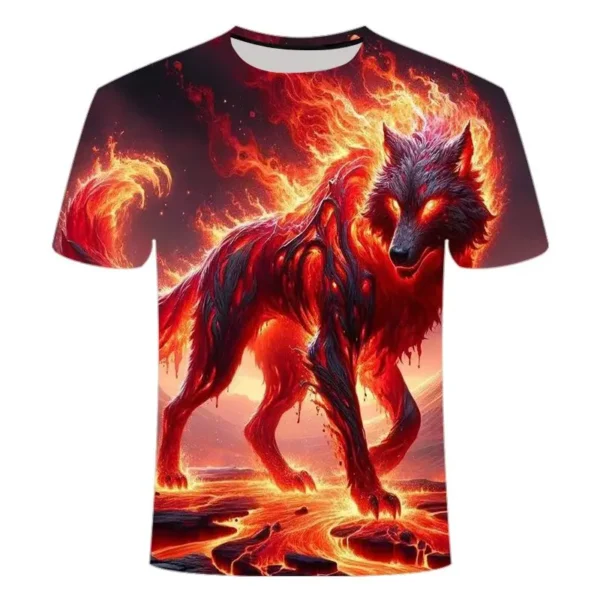 2024 New Animal Wolf Series 3D Printed T-shirt Fashion Versatile, Handsome and Cool Short Sleeves