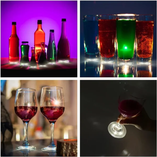 1-20PCS LED Bottle Coasters Lights 4leds Light Up Coaster Stickers Bar Drinks Cup Wine Liquor Bottle Coaster Atmosphere Light - Image 6