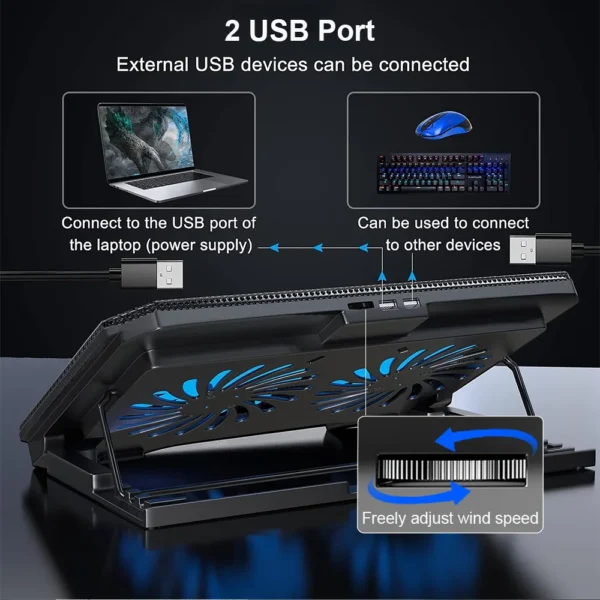 Black laptop cooling pad with two fans.