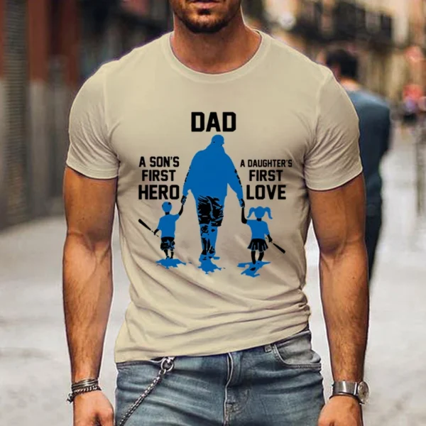 Mens Funny Vintage T-Shirt Dad A Son's First Hero Shirts Graphic Tee Vintage T Shirts Tops Short Sleeve Men Father's Day Tshirt - Image 5