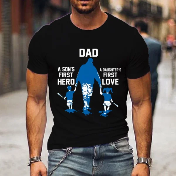 Mens Funny Vintage T-Shirt Dad A Son's First Hero Shirts Graphic Tee Vintage T Shirts Tops Short Sleeve Men Father's Day Tshirt - Image 2