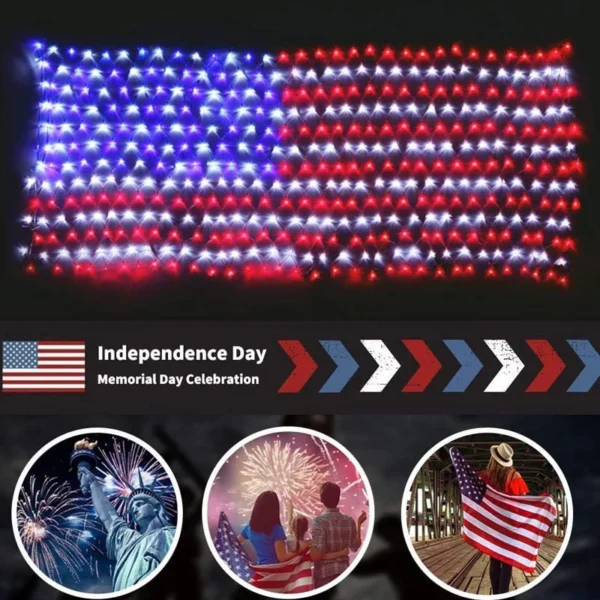 American Flag Lights Outdoor 420 LED String Lights Waterproof USA Flag Outdoor Party Decor for Independence Day Memorial Day - Image 2