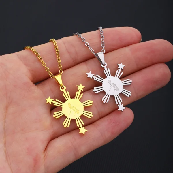 Philippines sun pendant necklaces gold silver