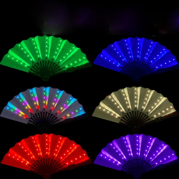 Carnival rave party lighting supplies 13inches fan colorful change rechargeable LED fan glowing for music disco party - Image 3