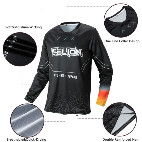 Motorcycle Jersey,Cycling Jersey,Quick Dry Breathable Moisture Wicking Long Sleeved Summer Sweat Absorbing Motorcycle Clothing C - Image 3