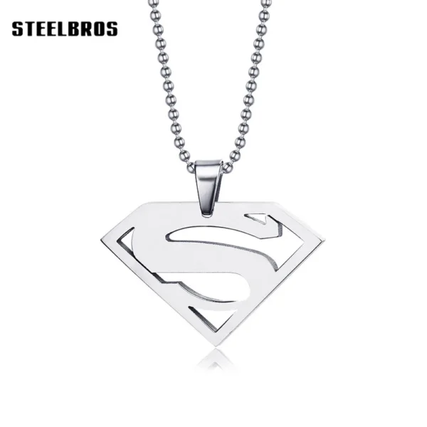 Silver Superman pendant necklace.