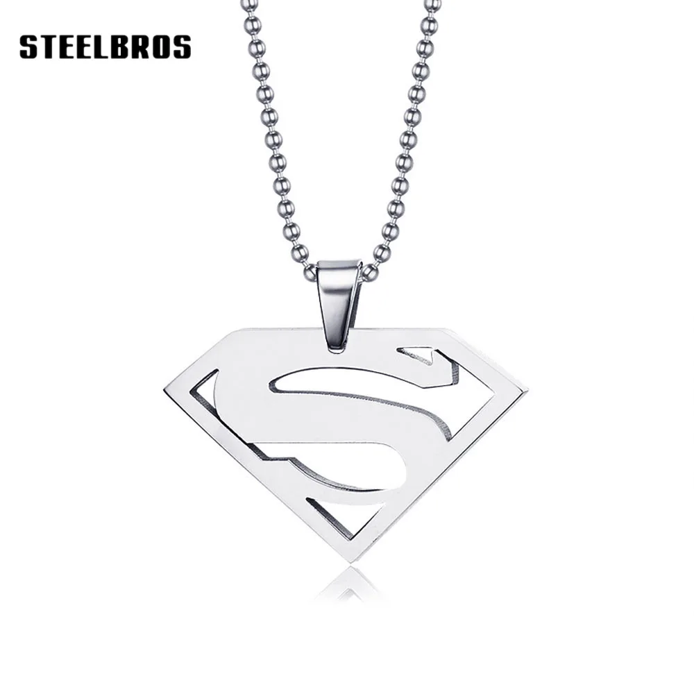 Silver Superman pendant necklace.