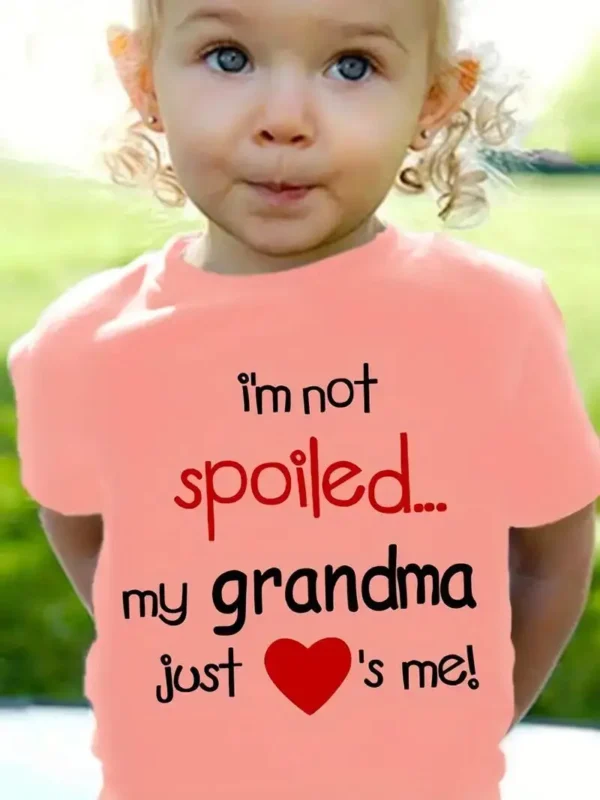 "I'M NOT SPOILED"" Toddler Girls Graphic T-Shirt - Casual Round Neck Tee for Kids Summer Clothes" - Image 3